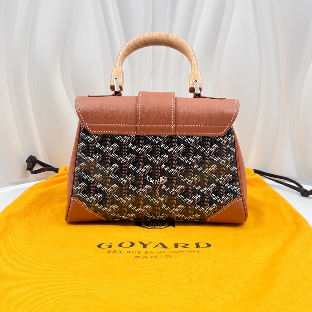 GOYARD Saigon Mini Bag Black & Tan Goyardine Canvas Leather Trim - Picture 5 of 15